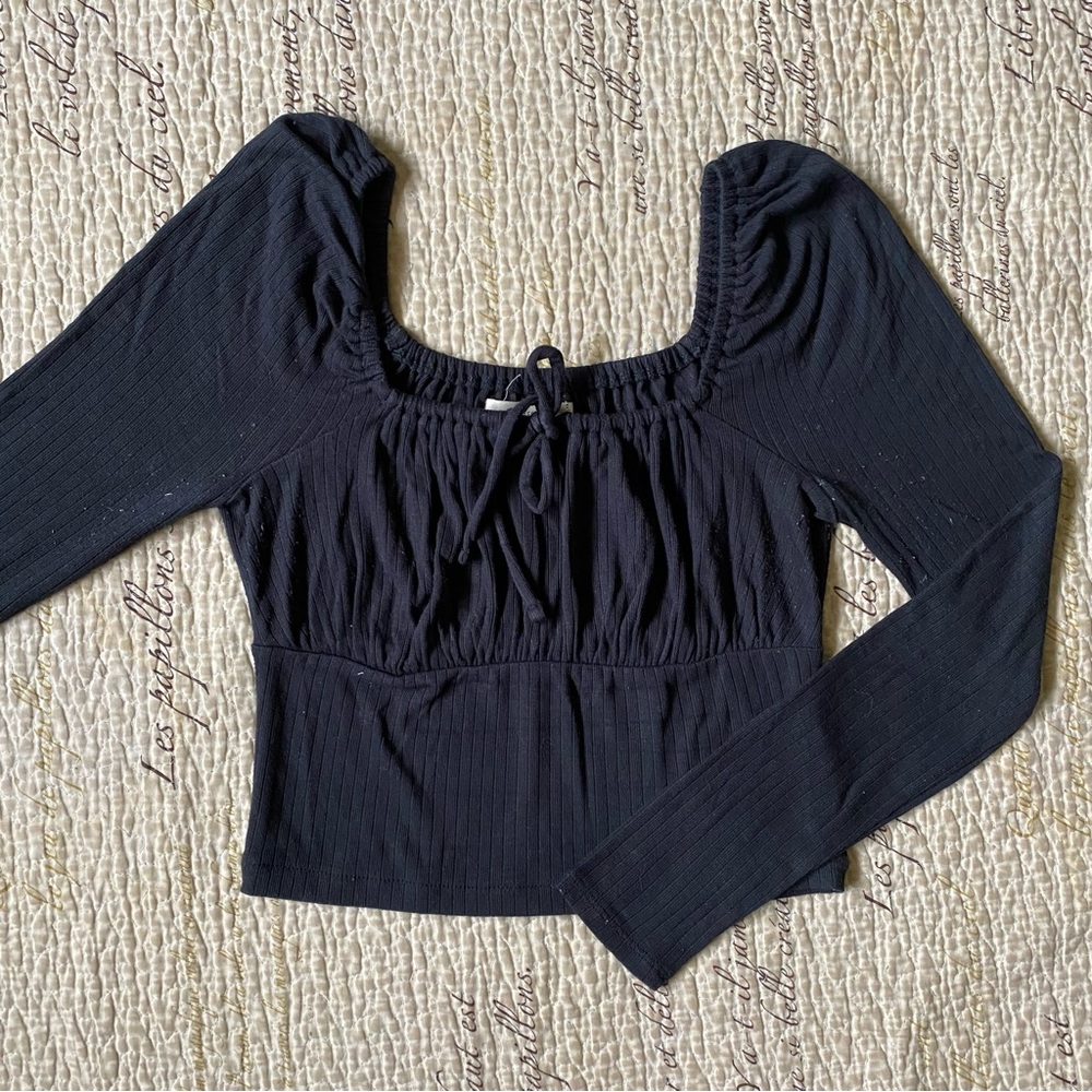 Madewell Ribbed Square-Neck Long-Sleeve Top